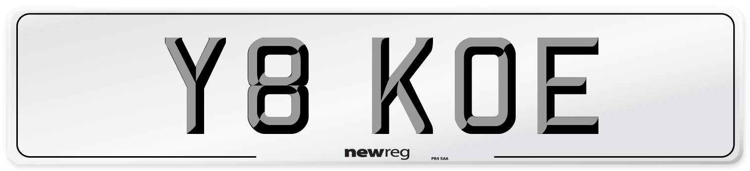 Y8 KOE Number Plate from New Reg